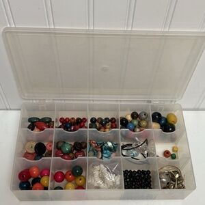 Vintage Y2K Lot Of Multicolor Wooden Glass Beads Various Shapes & Sizes